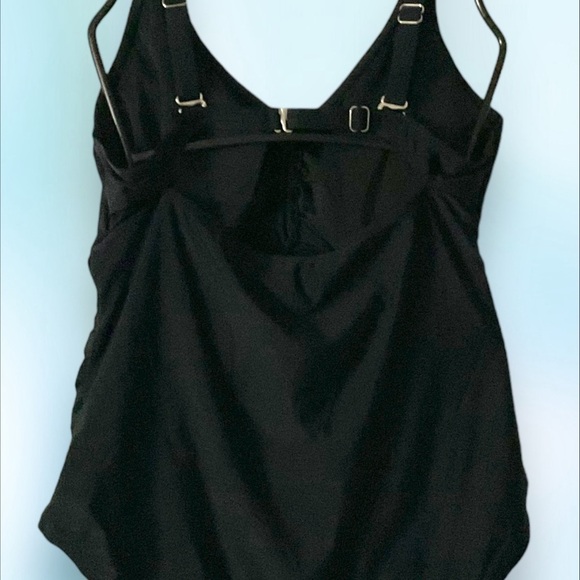 DACI Black One Piece Padded Bra Cutout High Waist Bathing Suit Swim Suit SZ18 W - Picture 4 of 7